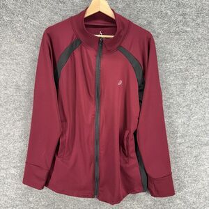 Body Instinct Activewear Track Jacket Women 3X Plus Red Full Zip Long Sleeve
